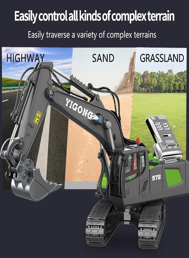 KING FORU Remote Control Excavator Toy for Boys, for Kids 4 5 6 7 8 9 10 11 Year Old, RC Construction Toys with Metal Shovel, Lights, Sounds, 2.4Ghz, Turns 680 Degree - Bigger 1/20 Scale Toys - Image 3